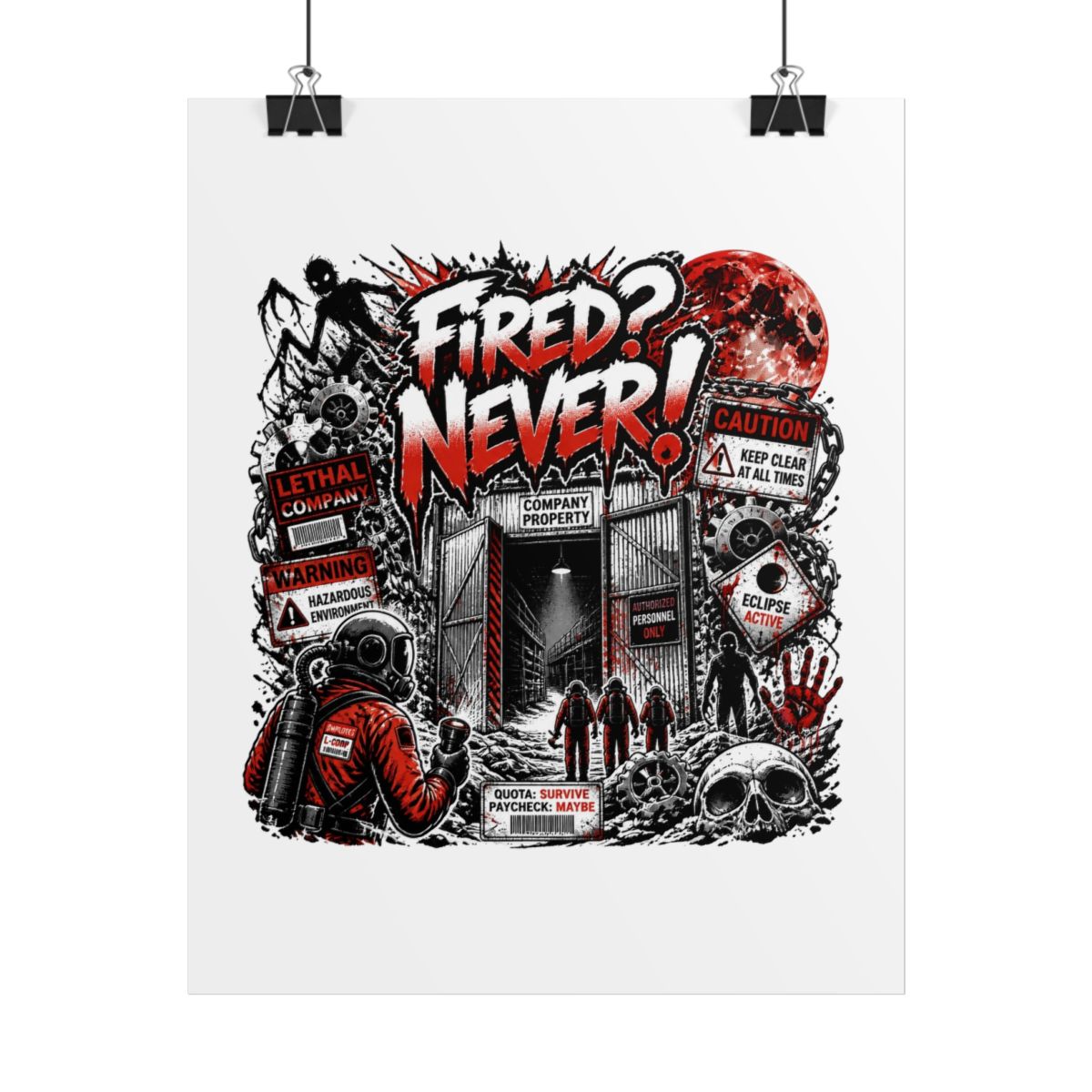 Lethal Company "Fired? Never!" Poster